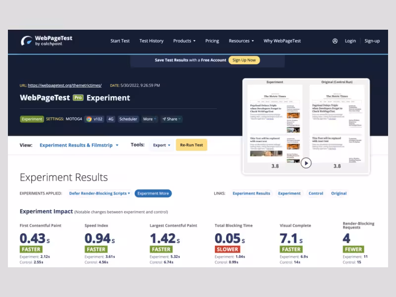 Webpagetest SEO tool